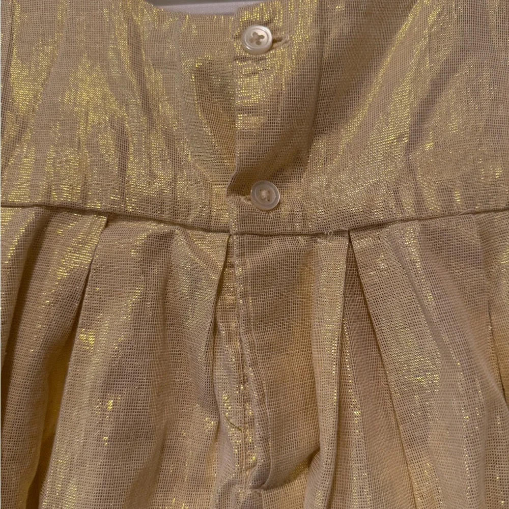 Tea Collection Gold Shimmer Pleated Kids Dress - 3t